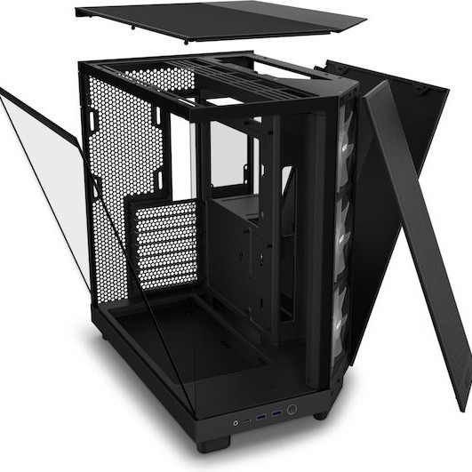 NZXT H6 Flow RGB Gaming Midi Tower Κουτί Υπολογιστή με Πλαϊνό Παράθυρο Μαύρο