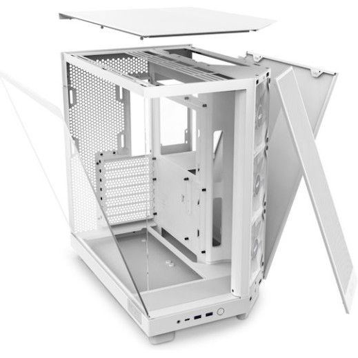 NZXT H6 Flow Gaming Midi Tower Κουτί Υπολογιστή με Πλαϊνό Παράθυρο Λευκό