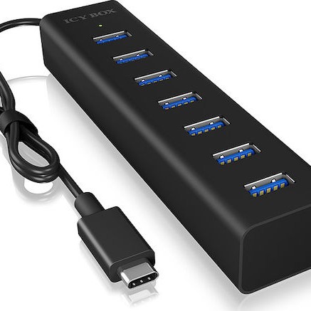 Icy Box USB 3.0 Hub 7 Θυρών με σύνδεση USB-C