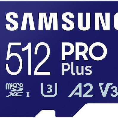Samsung Pro Plus (2023) microSDXC 512GB U3 V30 A2 UHS-I με αντάπτορα