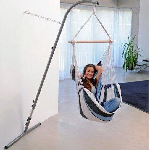 Amazonas Palmera Πτυσσόμενη Βάση Αιώρας από Μέταλλο σε Ασημί Χρώμα 60x100x250cm