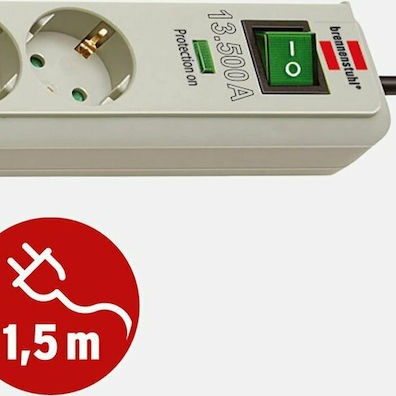 Brennenstuhl Πολύπριζο Ασφαλείας 6 Θέσεων με Διακόπτη και Καλώδιο 1.5m Γκρι