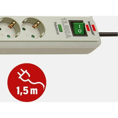 Brennenstuhl Πολύπριζο Ασφαλείας 6 Θέσεων με Διακόπτη και Καλώδιο 1.5m Γκρι