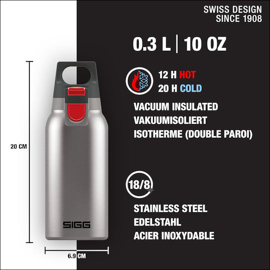 Sigg Thermo Flask Hot & Cold Ποτήρι Θερμός Ανοξείδωτο BPA Free 300ml Ασημί με Καπάκι-Θηλιά (Loop)