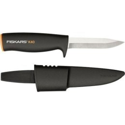 Fiskars K40 Μαχαίρι Μαύρο με Λάμα από Ανοξείδωτο Ατσάλι σε Θήκη