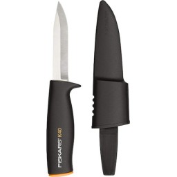Fiskars K40 Μαχαίρι Μαύρο με Λάμα από Ανοξείδωτο Ατσάλι σε Θήκη