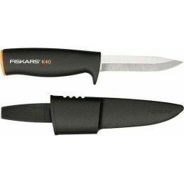 Fiskars K40 Μαχαίρι Μαύρο με Λάμα από Ανοξείδωτο Ατσάλι σε Θήκη