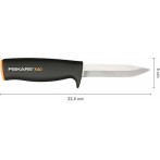 Fiskars K40 Μαχαίρι Μαύρο με Λάμα από Ανοξείδωτο Ατσάλι σε Θήκη