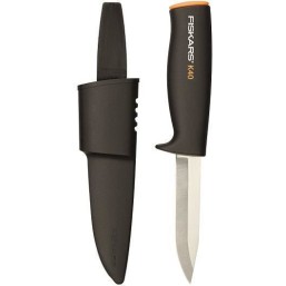 Fiskars K40 Μαχαίρι Μαύρο με Λάμα από Ανοξείδωτο Ατσάλι σε Θήκη
