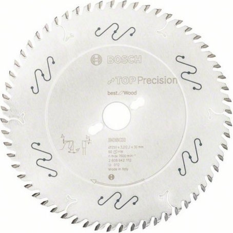 Bosch Πριονόδισκος Δίσκος Κοπής Ξύλου με 60 Δόντια 250mm 2608642112