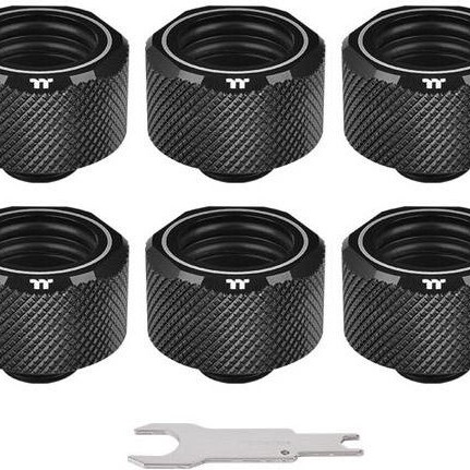 Thermaltake Pacific C-PRO G1/4 PETG Tube 16mm OD Compression Black (6-Pack Fittings)