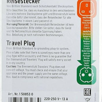 Brennenstuhl Αντάπτορας Πρίζας από Αγγλίας σε Ελλάδας