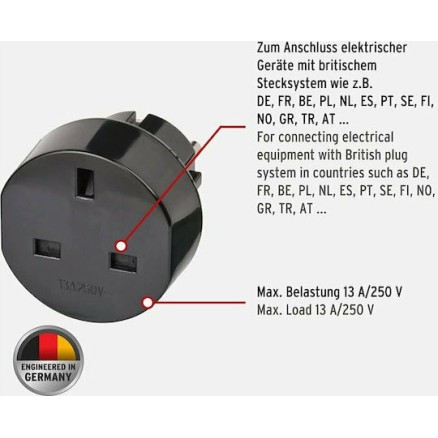 Brennenstuhl Αντάπτορας Πρίζας από Αγγλίας σε Ελλάδας