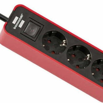 Brennenstuhl Ecolor Πολύπριζο 3 Θέσεων με Διακόπτη και Καλώδιο 1.5m Κόκκινο
