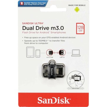 Sandisk Ultra Dual 128GB USB 3.0 Stick με σύνδεση USB-A & micro USB-B Γκρι