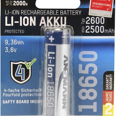 Ansmann Akku Επαναφορτιζόμενη Μπαταρία 18650 Li-ion 2600mAh 3.6V 1τμχ