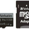 Verbatim Pro microSDXC 512GB Class 10 U3 V10 A2 UHS-I με αντάπτορα