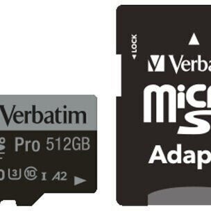 Verbatim Pro microSDXC 512GB Class 10 U3 V10 A2 UHS-I με αντάπτορα