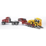 Bruder Φορτηγό Μack με Επικαθήμενη Καρότσα & JCB για 3+ Ετών