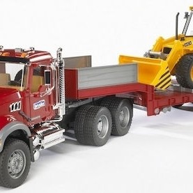 Bruder Φορτηγό Μack με Επικαθήμενη Καρότσα & JCB για 3+ Ετών