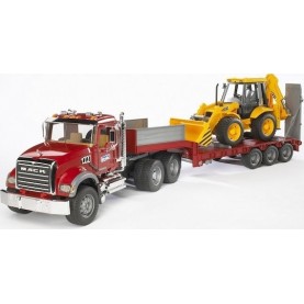 Bruder Φορτηγό Μack με Επικαθήμενη Καρότσα & JCB για 3+ Ετών