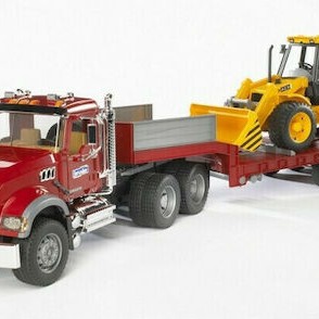 Bruder Φορτηγό Μack με Επικαθήμενη Καρότσα & JCB για 3+ Ετών