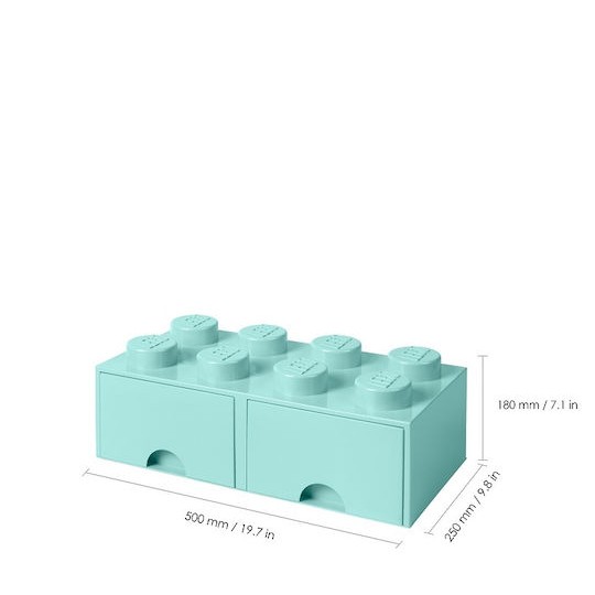 Lego Παιδικό Κουτί Αποθήκευσης από Πλαστικό 8 Knobs Τιρκουάζ 50x25x17cm