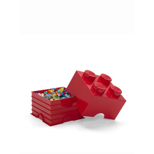 Lego Παιδικό Κουτί Αποθήκευσης από Πλαστικό 4-Stud Κόκκινο 25x25x18cm