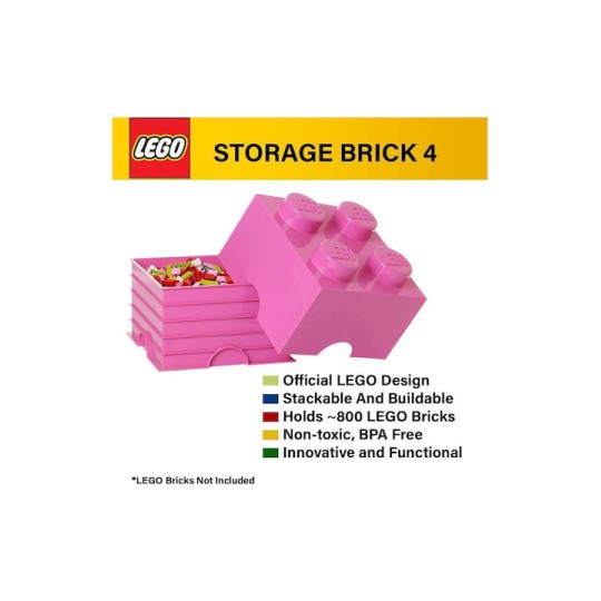 Lego Παιδικό Κουτί Αποθήκευσης από Πλαστικό 4-Stud Μαύρο 25x25x18cm