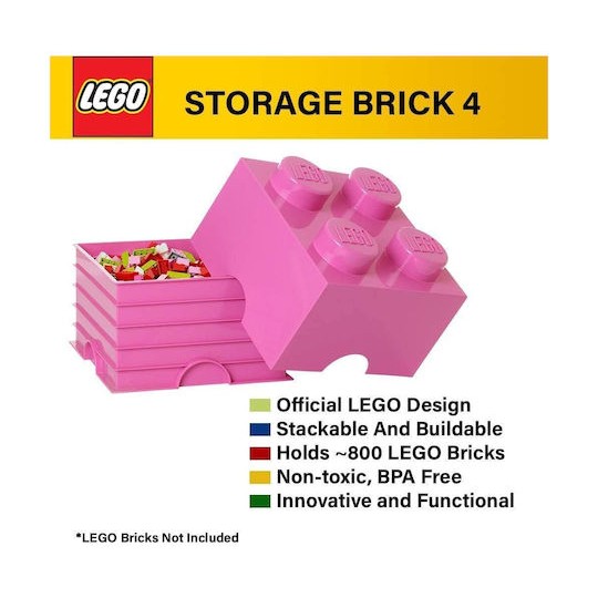 Lego Παιδικό Κουτί Αποθήκευσης από Πλαστικό 4-Stud Μαύρο 25x25x18cm