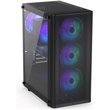 Endorfy Ventum 200 ARGB Gaming Midi Tower Κουτί Υπολογιστή με Πλαϊνό Παράθυρο Μαύρο