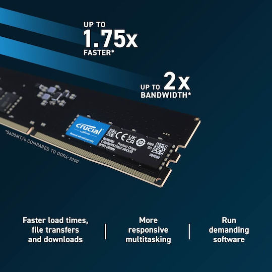 Crucial DDR5 με Module 1x8GB και Ταχύτητα 5600 για Desktop