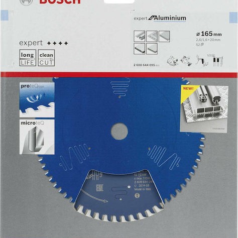 Bosch Expert Aluminium Δίσκος Κοπής Αλουμινίου με 52 Δόντια 165mm 2608644095