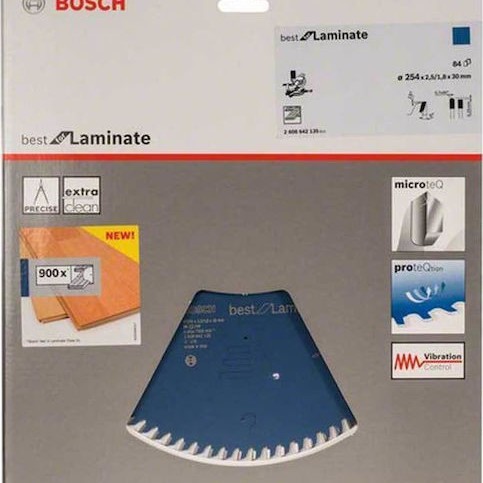 Bosch Δίσκος Κοπής Ξύλου με 84 Δόντια 254mm 2608642135