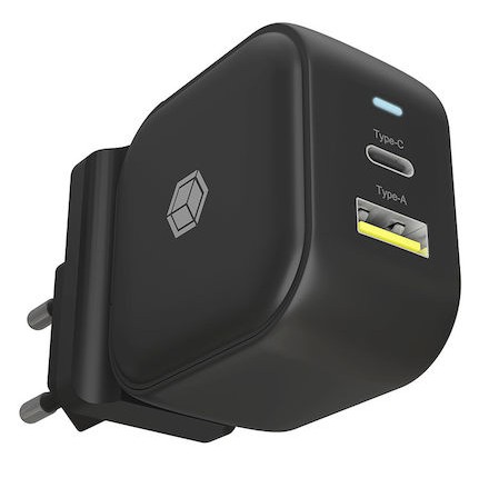 Icy Box Φορτιστής Χωρίς Καλώδιο με Θύρα USB-A και Θύρα USB-C 38W Power Delivery Μαύρος (IB-PS106-PD)