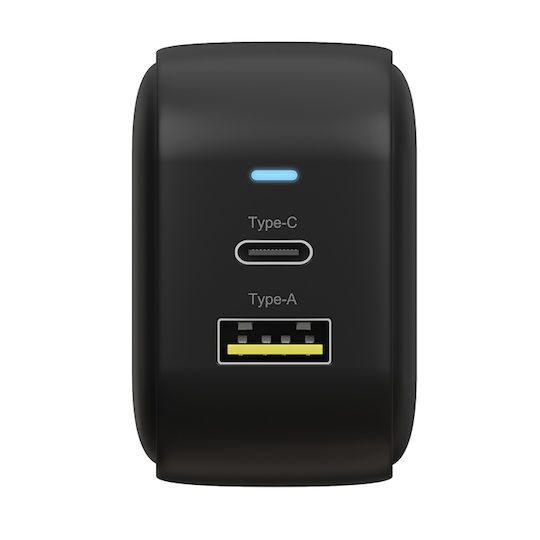Icy Box Φορτιστής Χωρίς Καλώδιο με Θύρα USB-A και Θύρα USB-C 38W Power Delivery Μαύρος (IB-PS106-PD)