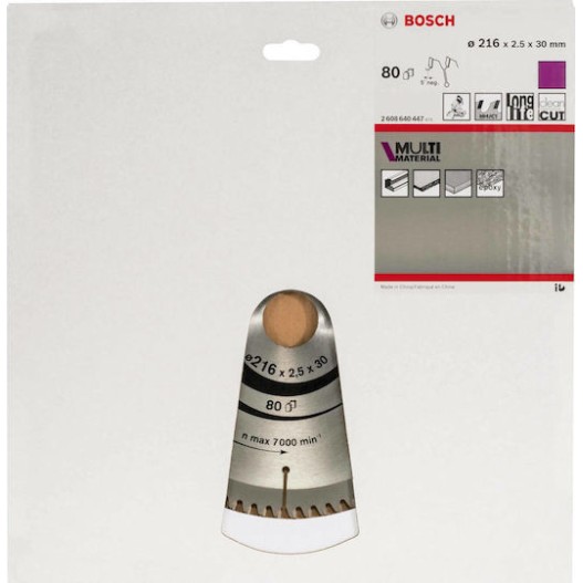 Bosch Δίσκος Κοπής Ξύλου με 80 Δόντια 216mm 2608640447