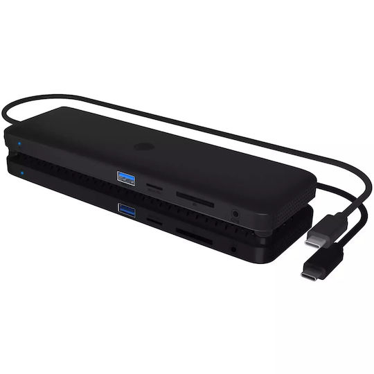 Icy Box USB-C Docking Station με HDMI/DisplayPort 4K PD Ethernet και σύνδεση 3 Οθονών Μαύρο (IB-DK2116-C)