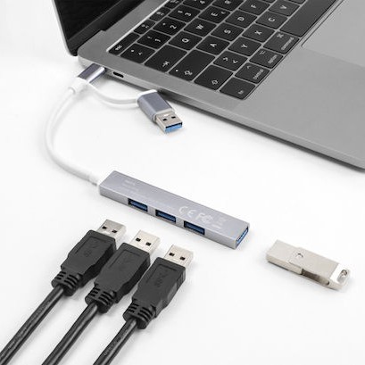 DeLock USB 3.0 Hub 4 Θυρών με σύνδεση USB-A / USB-C Γκρι