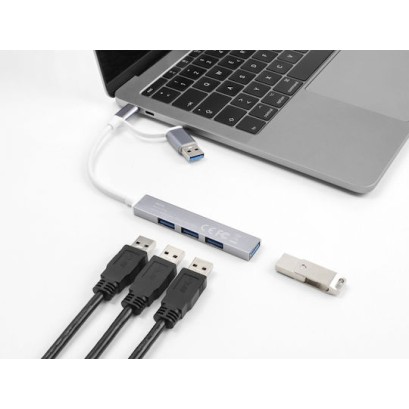 DeLock USB 3.0 Hub 4 Θυρών με σύνδεση USB-A / USB-C Γκρι