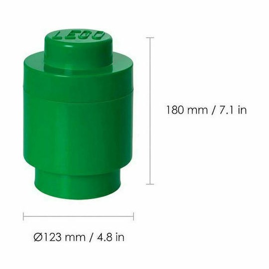 Lego Παιδικό Κουτί Αποθήκευσης από Πλαστικό 1 Round Πράσινο 12x12x12cm