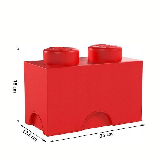 Lego Παιδικό Κουτί Αποθήκευσης από Πλαστικό 2-Stud Κόκκινο 25x12x18cm