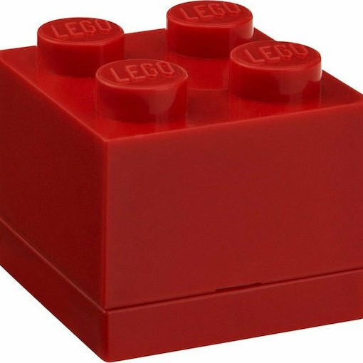 Room Copenhagen Lego Mini Box 4 Πλαστικό Παιδικό Δοχείο Φαγητού Κόκκινο 4.6 x 4.6 x 4.3εκ.