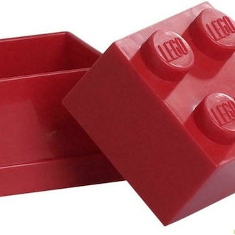 Room Copenhagen Lego Mini Box 4 Πλαστικό Παιδικό Δοχείο Φαγητού Κόκκινο 4.6 x 4.6 x 4.3εκ.