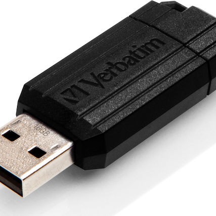 Verbatim PinStripe 16GB USB 2.0 Stick Μαύρο