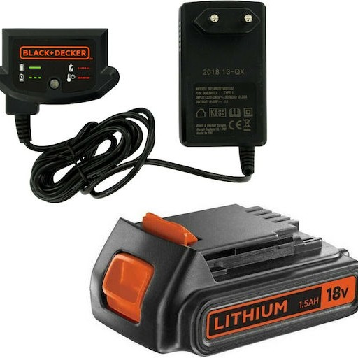 Black & Decker Σετ Μπαταρίας Λιθίου Χωρητικότητας 1Ah 18V με Φορτιστή
