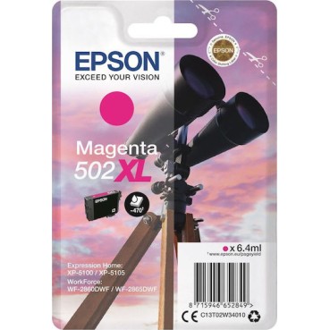 Epson 502XL Γνήσιο Μελάνι Εκτυπωτή InkJet Ματζέντα (C13T02W34010)