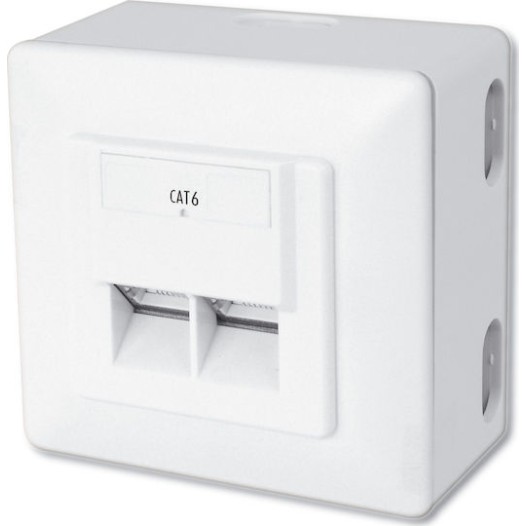 Digitus Εξωτερική Διπλή Πρίζα Δικτύου RJ45 Τύπου Cat6 σε Λευκό Χρώμα DN-9006-N