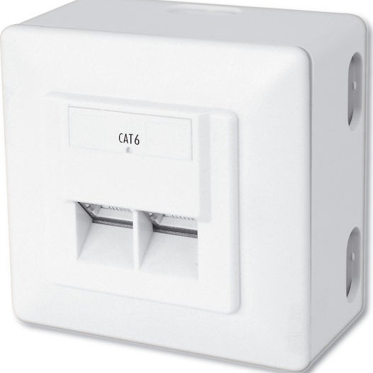 Digitus Εξωτερική Διπλή Πρίζα Δικτύου RJ45 Τύπου Cat6 σε Λευκό Χρώμα DN-9006-N