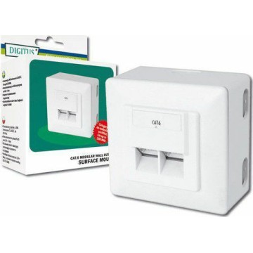 Digitus Εξωτερική Διπλή Πρίζα Δικτύου RJ45 Τύπου Cat6 σε Λευκό Χρώμα DN-9006-N